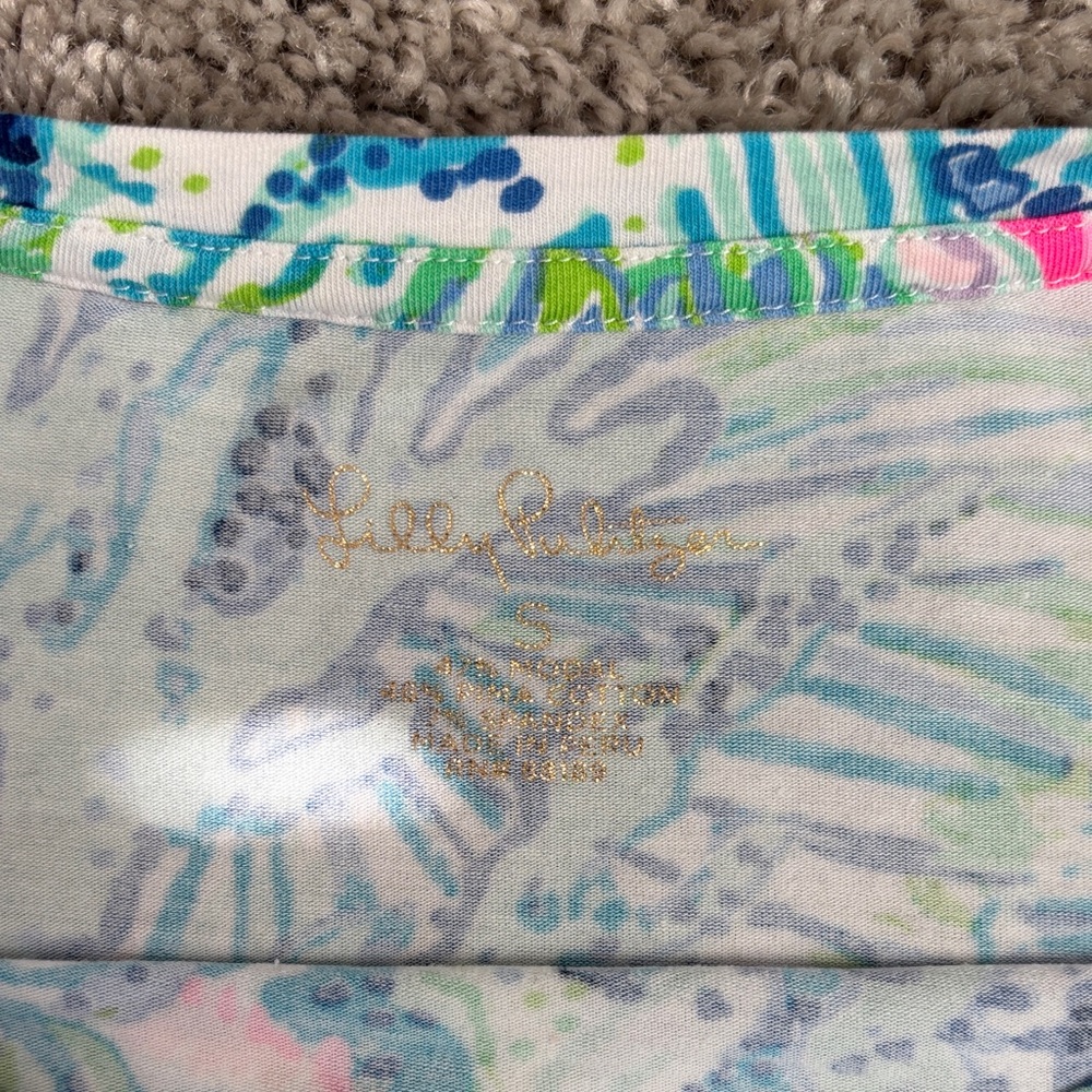 Lilly Pulitzer Blue and Pink Floral Long Sleeve Top - Picture 2 of 4